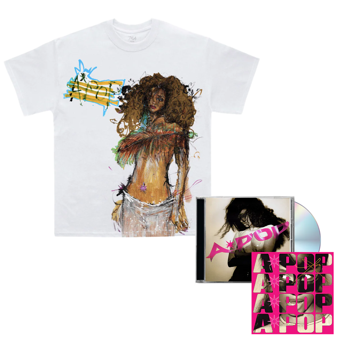 Tyla Signed A*POP CD and Sketch Tee Fan Pack